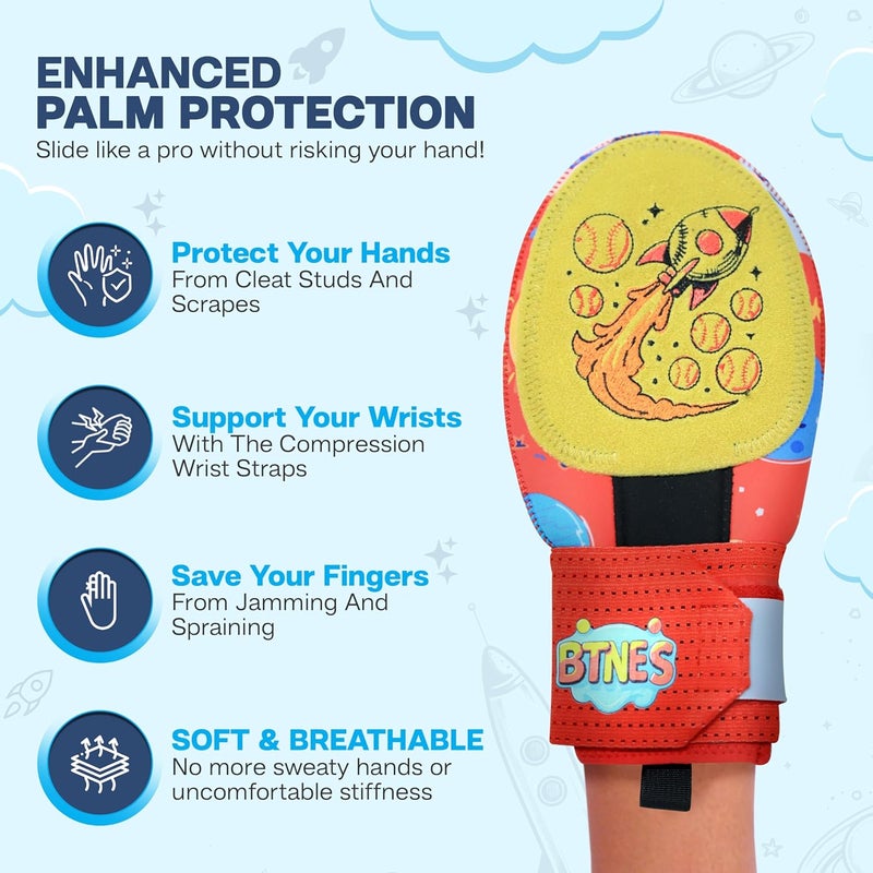 BTNES Baseball Sliding Mitt - Youth and Adult Sizes - Baseball and Softball – Hand Protection for Runners – Ambidextrous Design, Comfortable & Secure Fit for Kids, - Image 5